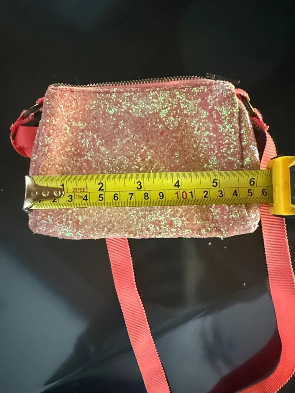 Crewcuts Sparkly Pink Kids Crossbody Bag with Coral Strap